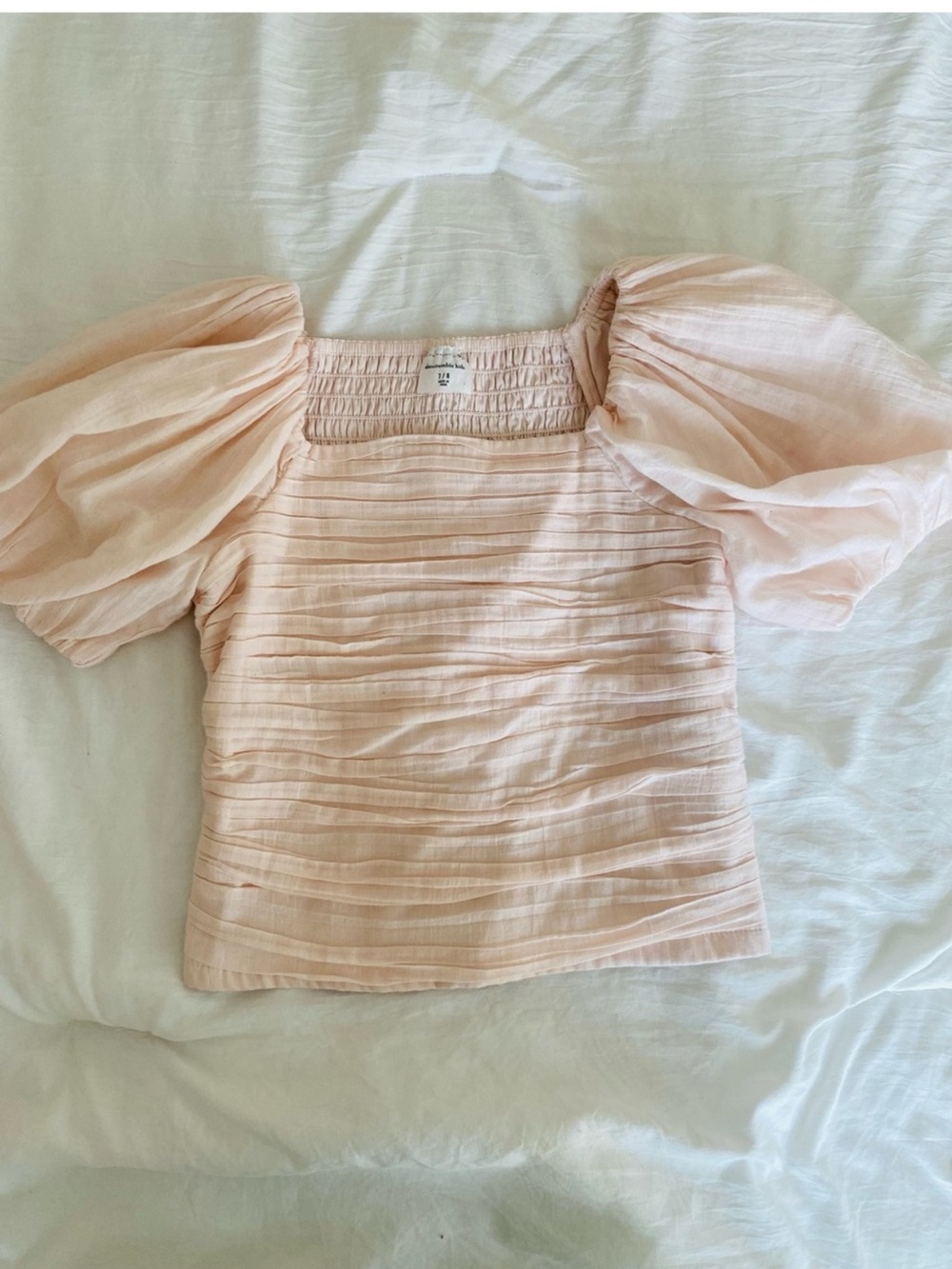 abercrombie kids Pale Pink Puff Sleeve Square-Neck Top